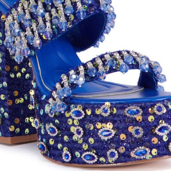 AZALEA WANG " DANGLING DYNASTY " BLUE EMBELLISHED PLATFORM HEEL( BRAND NEW! !!!! - Picture 2 of 8